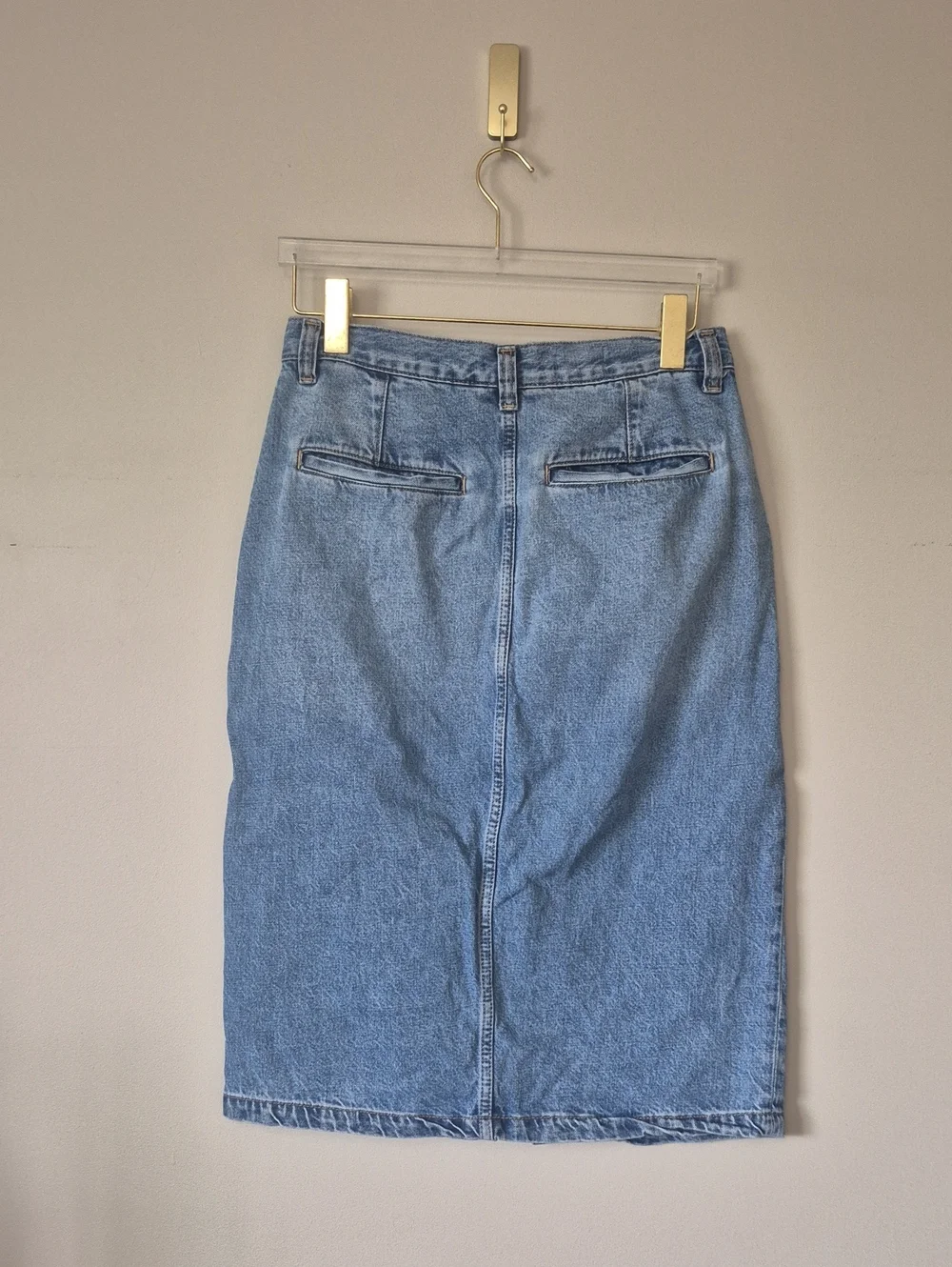 Pilcro Front Slit Blue Denim Skirt, Size 10 Knee Length Cotton Western - Picture 7 of 12